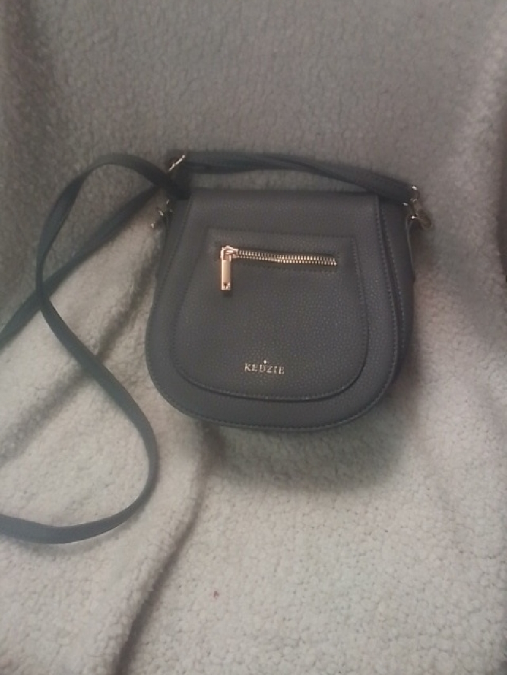 Gray Crossbody Bag with Front Zip Pocket